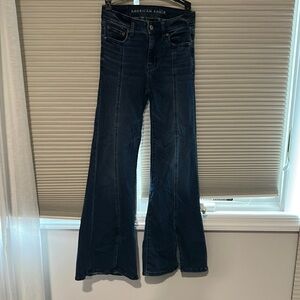 American Eagle Outfitters Women's Deep Blue Flare Jeans